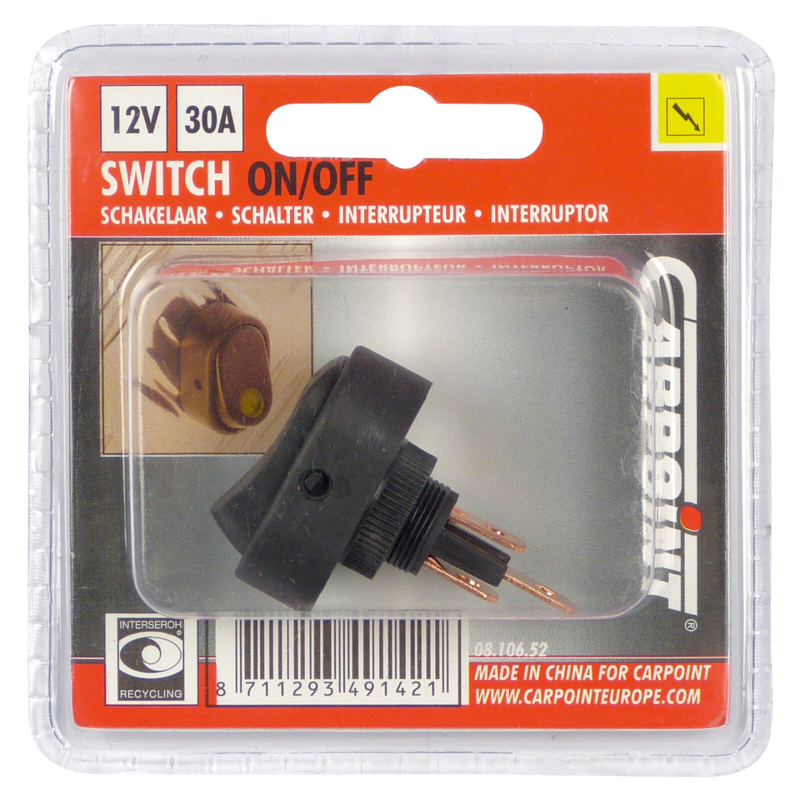 Switch ‘LED’ 12V 30A yellow LED thumb