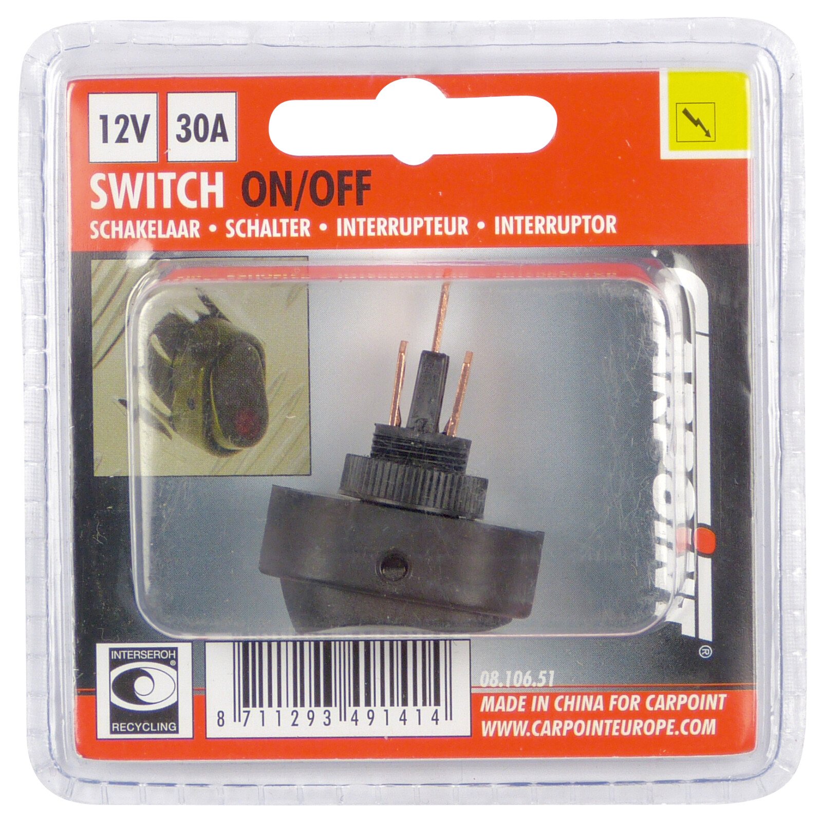Switch ‘LED’ 12V 30A red LED thumb
