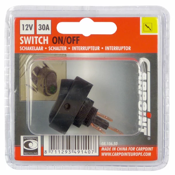 Switch ‘LED’ 12V 30A green LED