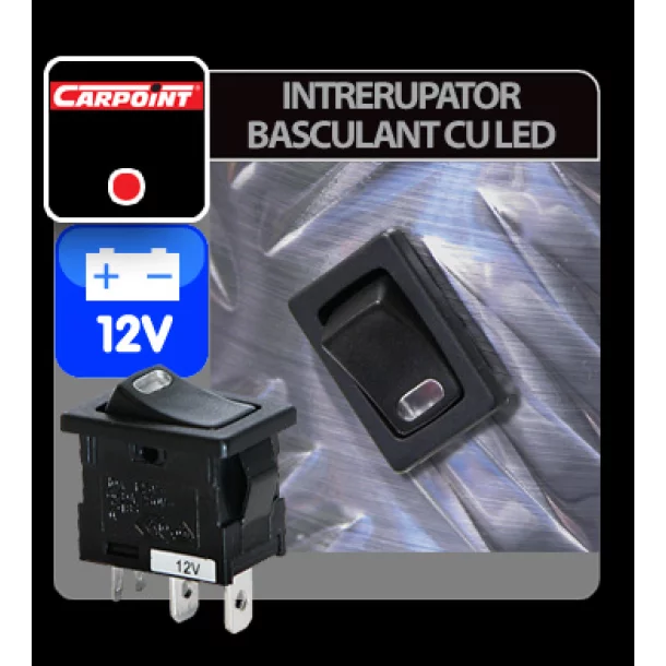 Intrerupator basculant cu LED 12V - Rosu