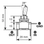 Toggle switch with led, 2 terminals - 12V - Blue - 20A