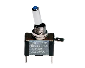 Toggle switch with led, 2 terminals - 12V - Blue - 20A