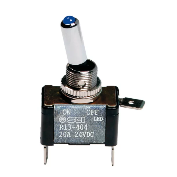 Toggle switch with led, 2 terminals - 12V - Blue - 20A