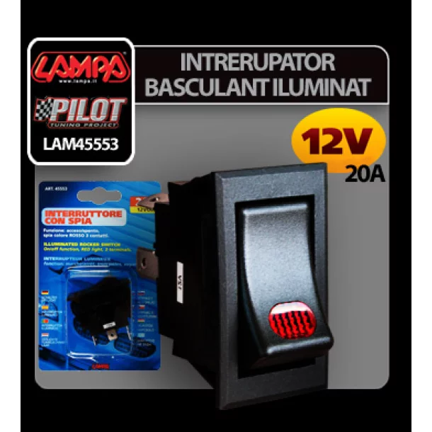 Illuminated rocker switch - 12V - 20A