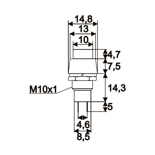 Intrerupator cu apasare, 1 circuit, 2A-250V OFF-(ON), negru thumb