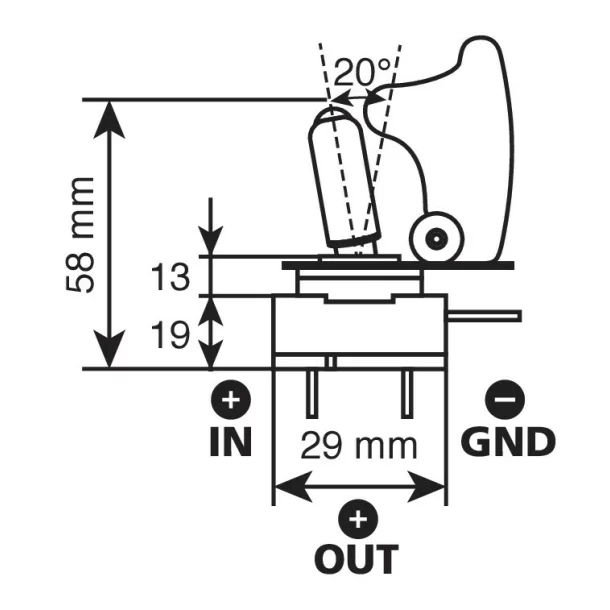 Leddel megvilágított kapcsoló - 12V 20A - Kék