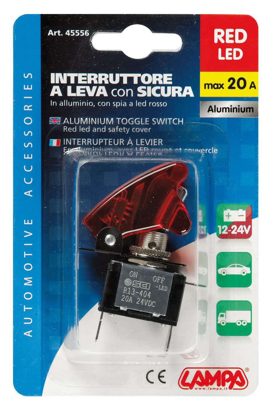 Aluminium toggle switch - Red thumb