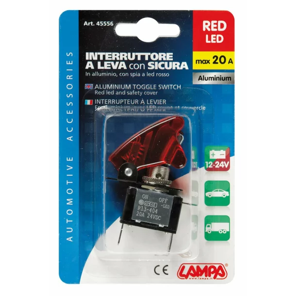 Intrerupator cu protectie iluminat cu led 12V-20A - Rosu