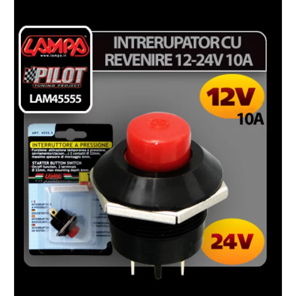 Intrerupator cu revenire 12V-24V 10A