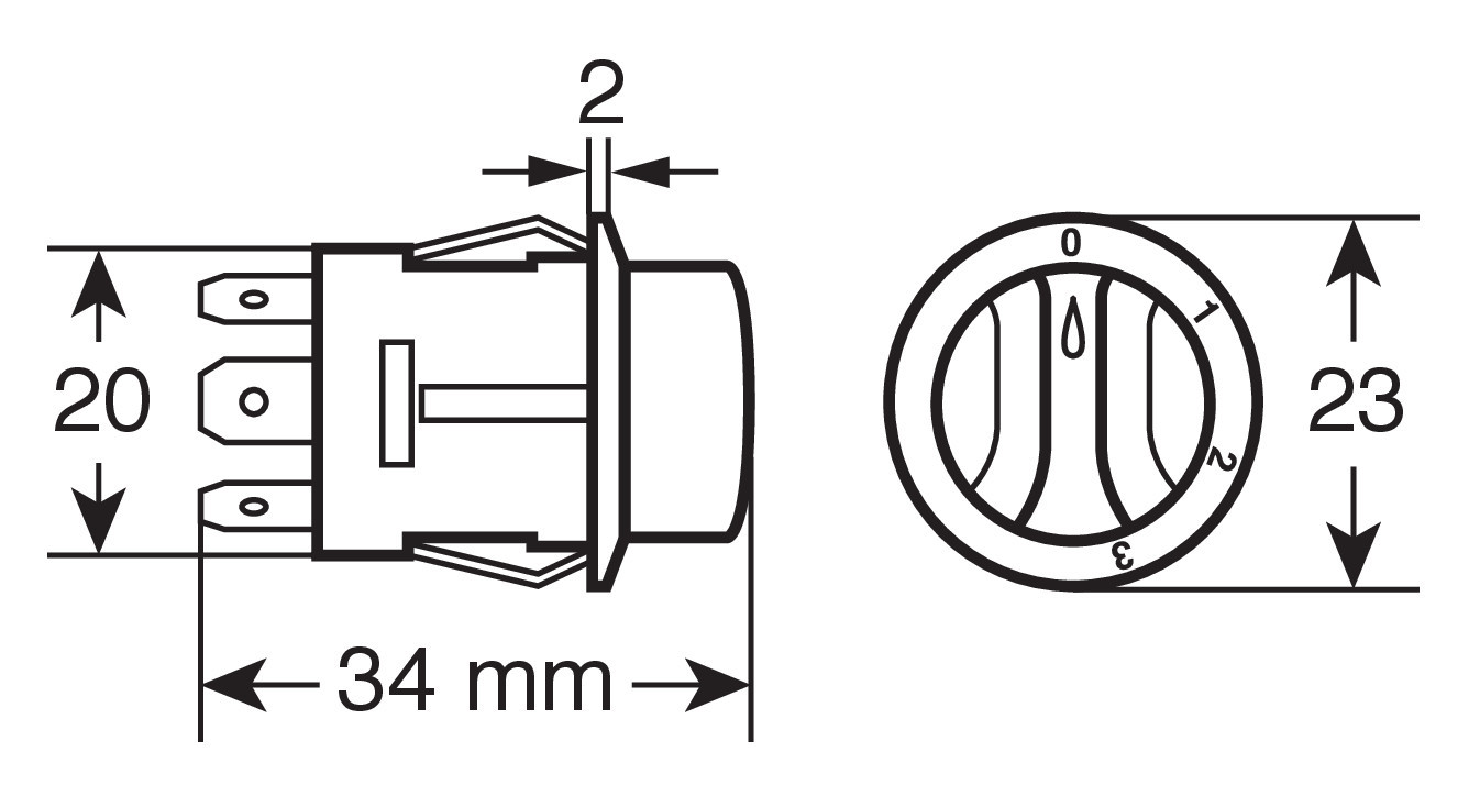 Rotating switch, 4 positions - 12/24V - 10A thumb