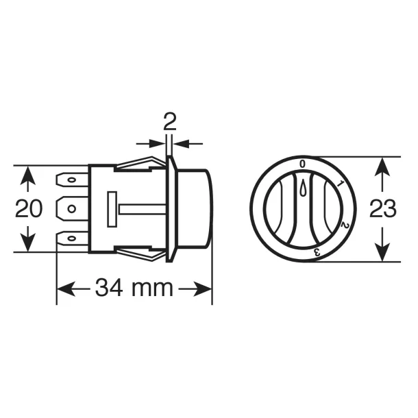 Intrerupator rotativ cu 4 pozitii 12/24V - 10A