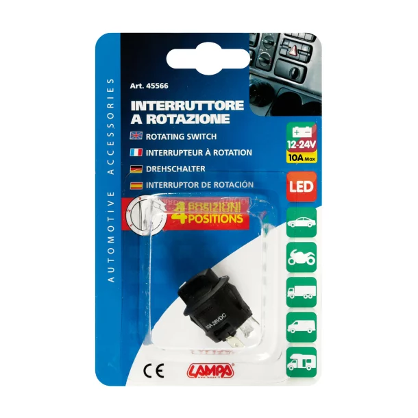 Intrerupator rotativ cu 4 pozitii 12/24V - 10A - Resigilat
