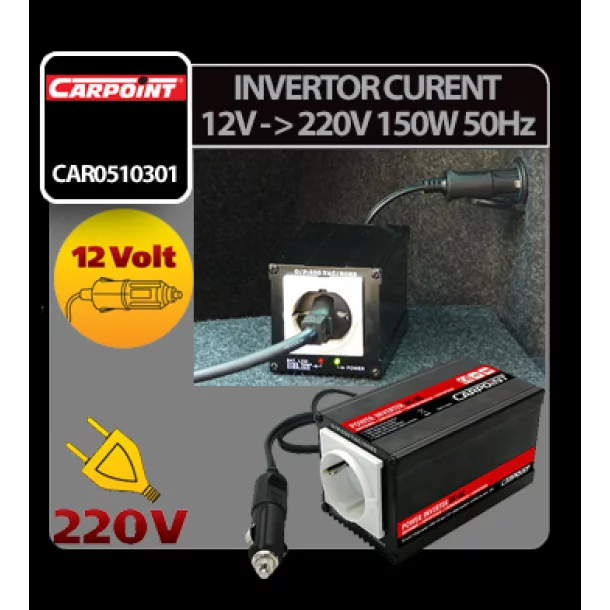 Inverter 12V-ról 220V-ra - 150W 50Hz Carpoint