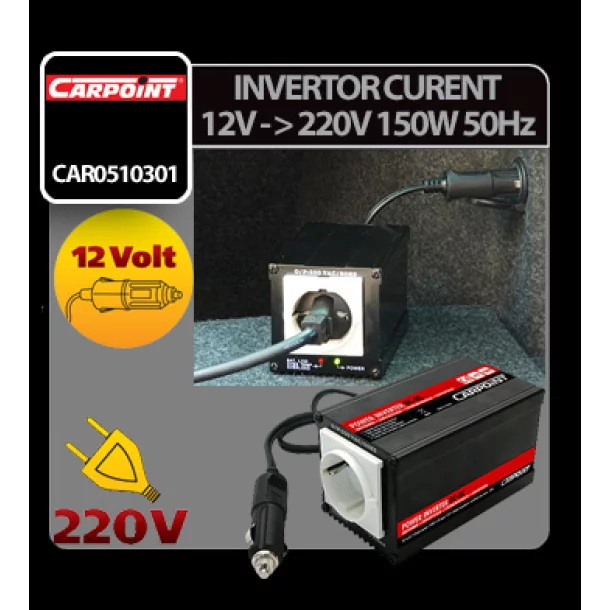 Invertor curent de la 12V la 220V 150W 50Hz Carpoint