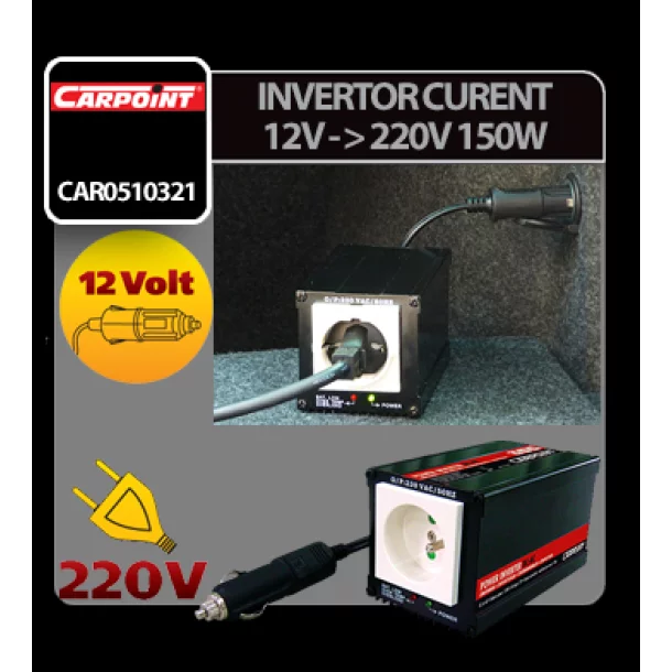 Inverter 12V-ról 220V-ra - 150W Carpoint