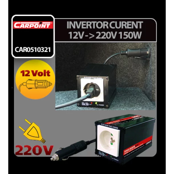 Invertor curent de la 12V la 220V 150W Carpoint