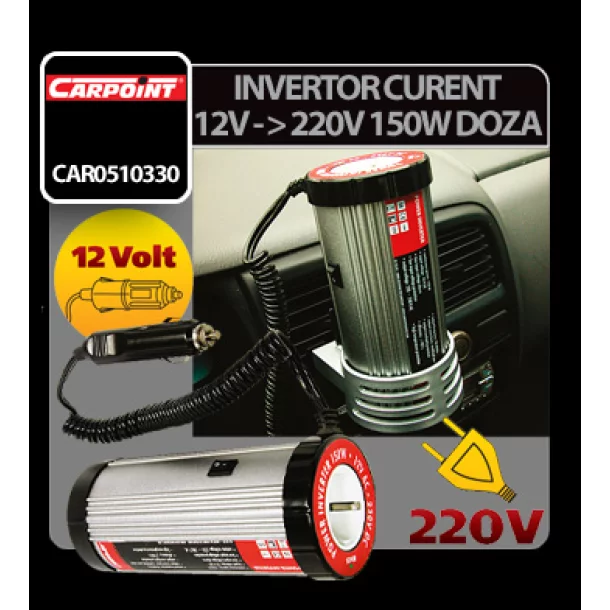 Invertor curent de la 12V la 220V 150W tip doza Carpoint