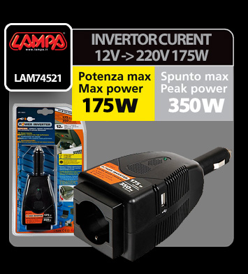 Inverter 12V-ról 220V-ra - 175W USB-vel Lampa thumb
