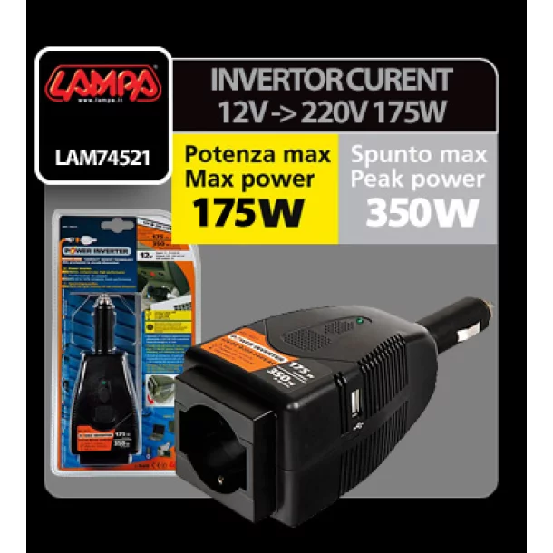 Lampa Power Inverter 12V-220V 175W with USB