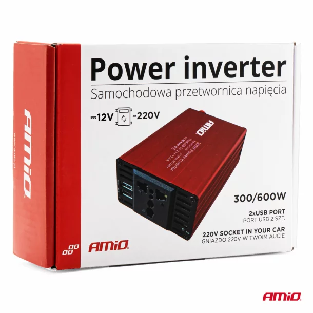 Power Inverter AMiO 12V/220V 300W/600W 2xUSB PI03