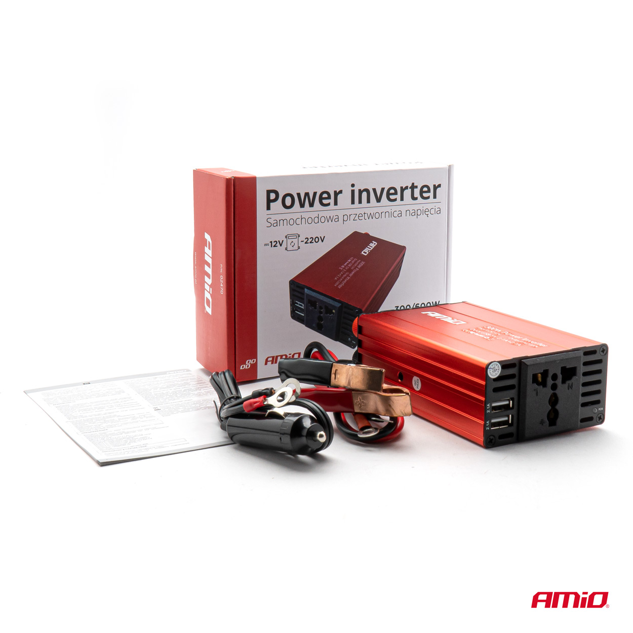Power Inverter AMiO 12V/220V 300W/600W 2xUSB PI03 thumb