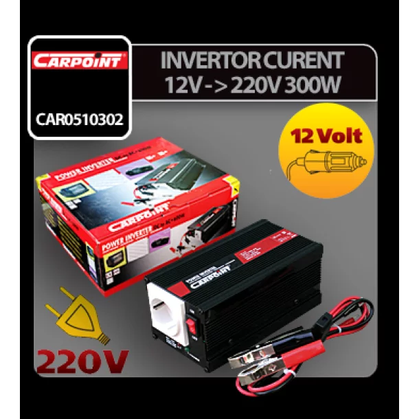 Invertor curent de la 12V la 220V 300W Carpoint