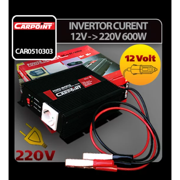 Inverter 12V-ról 220V-ra - 600 W Carpoint