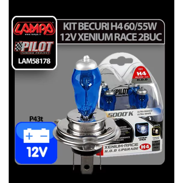 12V Xenium Race - H4 - 60/55W - P43t - 2 pcs - Box