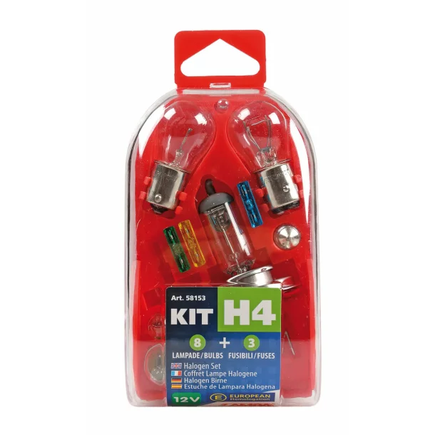 Kit becuri si sigurante 11buc, 12V - halogen H4 P43