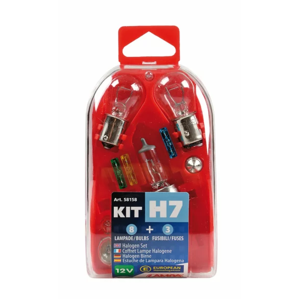 Kit becuri si sigurante 11buc, 12V - halogen H7