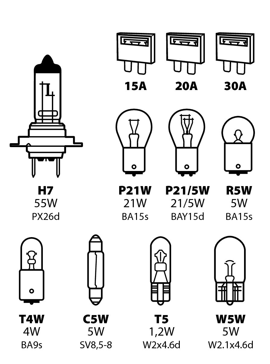 Spare lamps kit 11 pcs, 12V - H7 halogen thumb