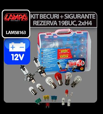 Spare lamps kit 19 pcs, 12V - 2xH4 P43 halogen thumb