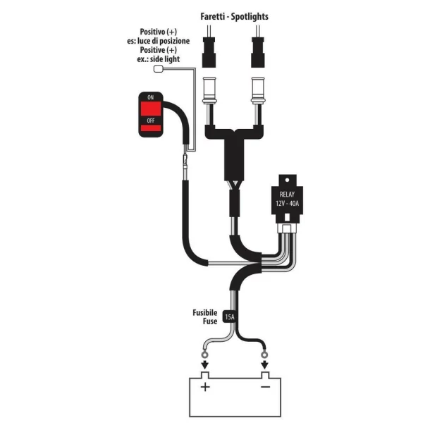 Light Wiring Kit, wiring harness kit for motorcycle spotlights, 12V