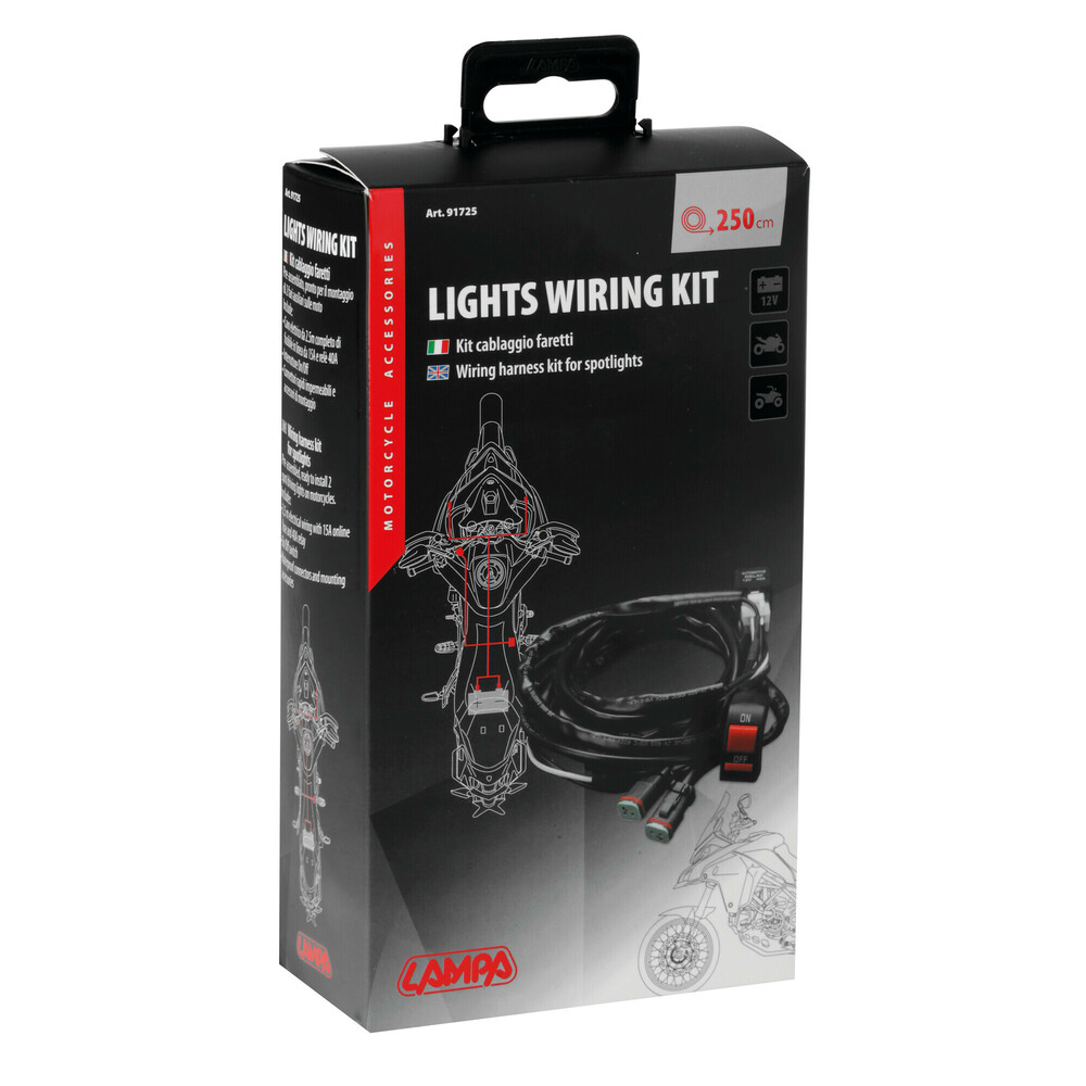 Light Wiring Kit, wiring harness kit for motorcycle spotlights, 12V thumb