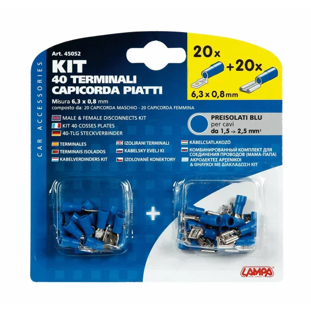 Kit papuci electrici 40buc, mama,tata - 6,3x0,8mm - Albastru