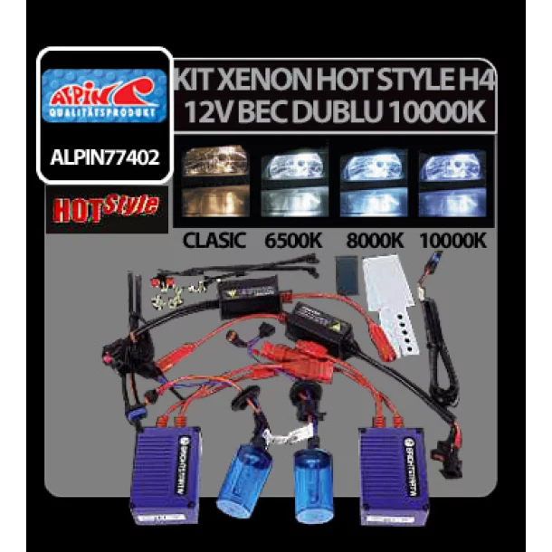 Kit Xenon H.I.D. Hot Style H4 bec dublu 12V - 10000K