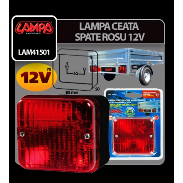 Lampa ceata spate rosu 12V