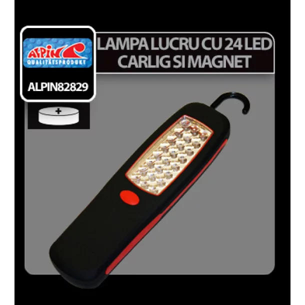 Alpin 24 LED-es szerelőlámpa - Fekete/Piros