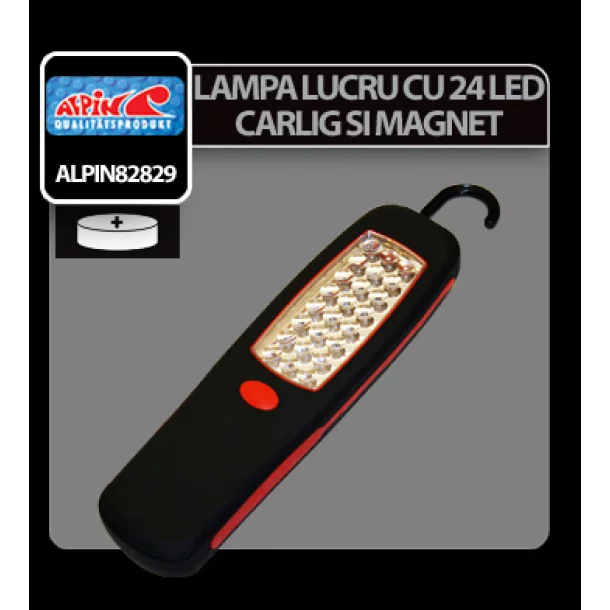 Lampa de lucru cu 24 LED-uri si magnet Alpin - Negru/Rosu