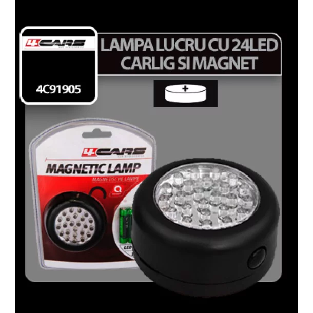 Lampa de lucru cu 24 LED-uri si magnet rotunda 4Cars