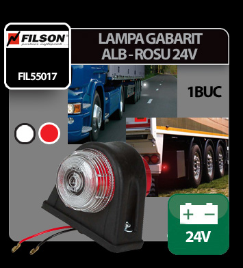 Lampa gabarit camion cu bec 24V Filson - Alb/Rosu thumb