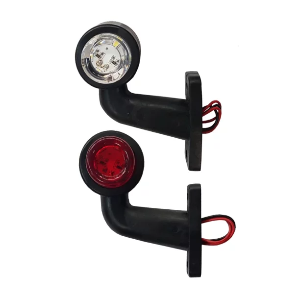 Lampa gabarit camion cu brat extra scurt 90° cu LED 12/24V Set 2buc Stg/Dr - Alb/Rosu