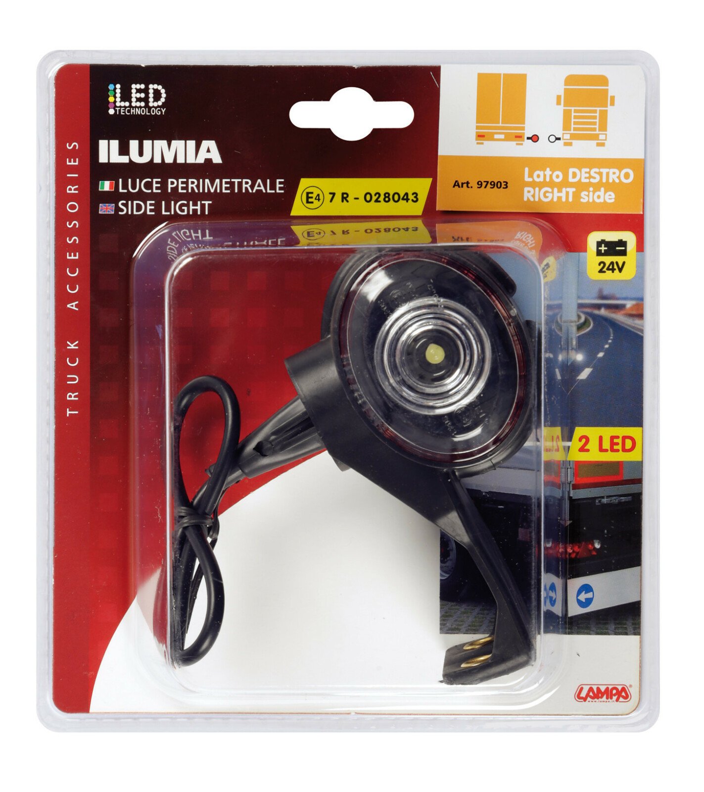 Ilumia, side light, 2 Led, 24V - L fit - Right thumb