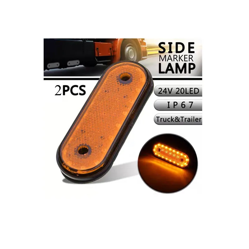 Reflektoros helyzetjelző lámpa LED-es 12/24V, 2db-os készlet - Sárga Ovális thumb