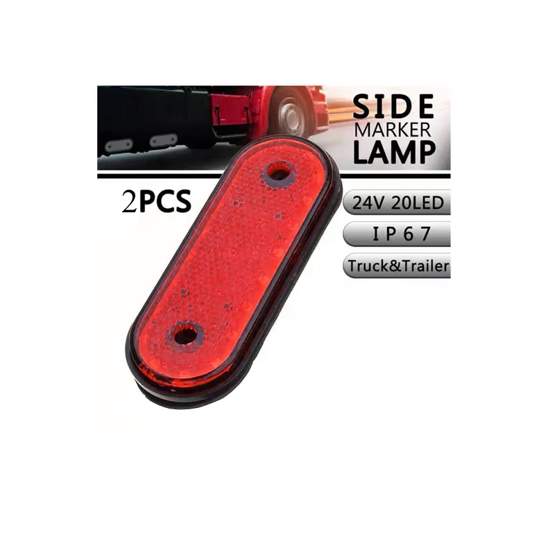 Reflektoros helyzetjelző lámpa LED-es 12/24V, 2db-os készlet - Piros Csíkok thumb