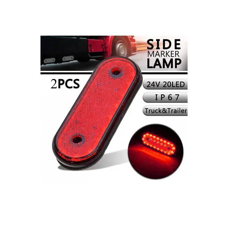 Reflektoros helyzetjelző lámpa LED-es 12/24V, 2db-os készlet - Piros Ovális thumb