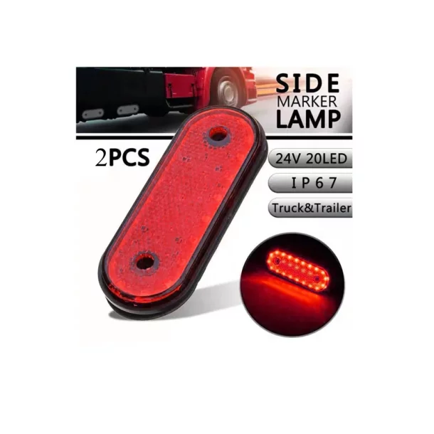 Reflector lamp gauge with LED 12/24V, set of 2pcs - Red Oval