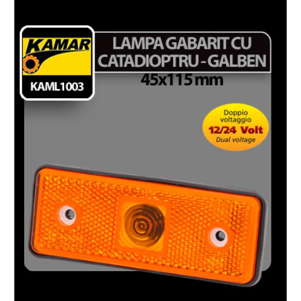 Kamar yellow reflector lamp gauge with wedge base lamp 5W - 12/24V