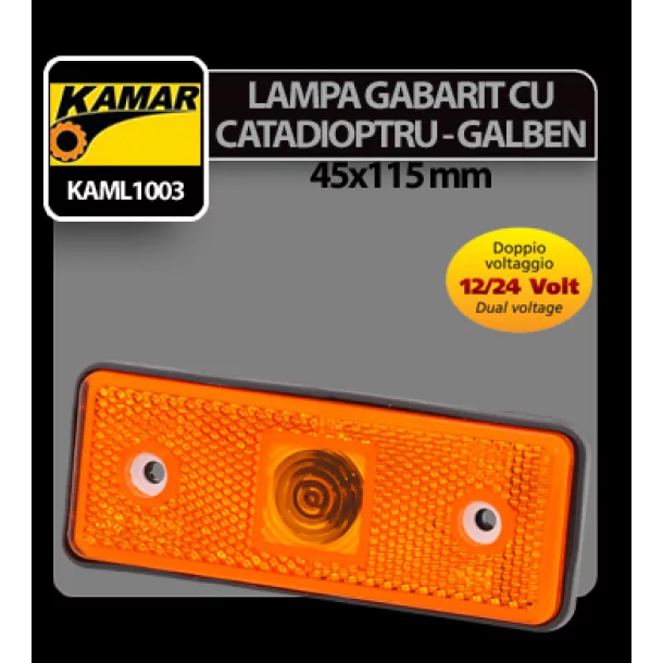 Lampa gabarit catadioptru galben Kamar 5W cap sticla - 12/24V