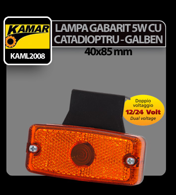 Kamar yellow reflector lamp gauge with 5W festoon lamp - 12/24V thumb